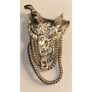 Equestrian Horse Saddle Brooch Unbranded